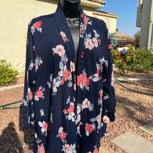 Maurice Xtra Large Floral Navy Blue Kimono